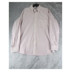 Brooks Brothers Men's Supima Cotton Button-Down Shirt 16.5 Stripe Red White